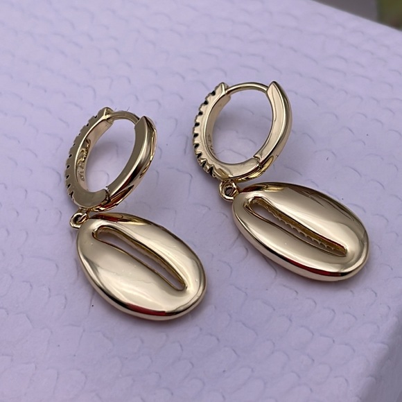 Earrings Gold Plated 18K Huggies Modern Fashion Woman’s Girl’s - Picture 9 of 12